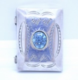 SPIDERWEB TURQUOISE BOX STERLING SILVER CONTAINER