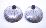 SUGILITE CONCHO EARRINGS STERLING SILVER DEAD PAWN