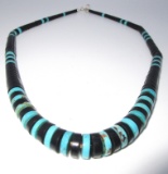 SANTO DOMINGO TURQUOISE JET NECKLACE STERLING