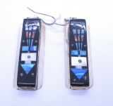 NIGHT SKY INLAY EARRINGS STERLING SILVER SIGNED S