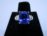 7.10 CARAT TANZANITE DIAMOND RING 14K WHITE GOLD