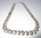 NAVAJO PEARLS BENCH BEAD NECKLACE STERLING SILVER