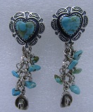 TURQUOISE EARRINGS STERLING SILVER SIGNED