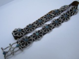 SPIDERWEB TURQUOISE CONCHO BELT STERLING SILVER