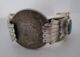 MELINDA LUCAS BRACELET SILVER DOLLAR STERLING CUFF