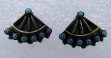 SNAKE EYE TURQUOISE EARRINGS STERLING SILVER ZUNI