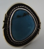 SIGNED CM TURQUOISE RING STERLING SILVER