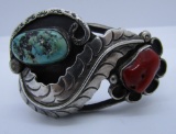 DD TURQUOISE & CORAL BRACELET STERLING SILVER