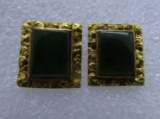 22K GOLD ALASKA NUGGET JADE EARRINGS 10K PIERCED