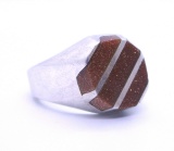 GOLDSTONE RING STERLING SILVER TAXCO MEXICO