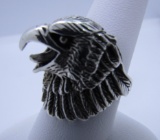 3 DIMENSIONAL EAGLE RING STERLING SILVER