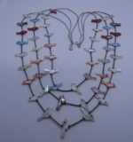 ZUNI FETISH NECKLACE STERLING SILVER 3 STRAND