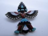 ZUNI EAGLE DANCER PIN STERLING SILVER INLAY