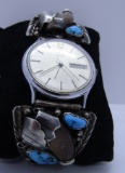 BEAR CLAW TURQUOISE STERLING SILVER WATCH