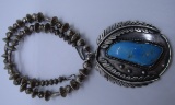 TURQUOISE NECKLACE STERLING SILVER NAVAJO PEARLS