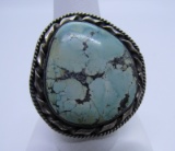 SIGNED NRB TURQUOISE RING STERLING SILVER DEADPAWN