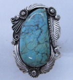 SIGNED SG NAVAJO TURQUOISE STERLING CUFF BRACELET