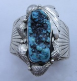 NAVAJO TURQUOISE STERLING SILVER CUFF BRACELET