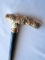 GOLD TOPPED PRESENTATION CANE REPOUSSE EBONY WOOD