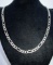 LARGE STERLING SILVER FIGARO LINK NECKLACE 24