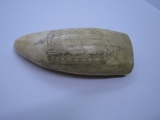 19 CENTURY SCRIMSHAW WHALE TOOTH SHIP