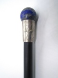 RUSSIAN LAPIS LAZULI STERLING SILVER TOP CANE