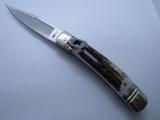 AKC ITALY STAG SWITCHBLADE AUTOMATIC KNIFE LEVER