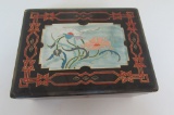 JAPANESE PAINTED LACQUER LOCK BOX BUNKO MAKIE