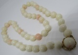 14K GOLD 10MM CORAL BEAD NEACKLACE 20
