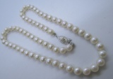 7MM PEARL STRAND NECKLACE STERLING SILVER 17