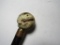 CARVED LIZARD BALL SNAKE WOOD CANE 35 INCH