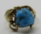 SIGNED GH 14K GOLD TURQUOISE RING SIZE 5 NAVAJO