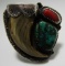 BEAR CLAW TURQUOISE CORAL RING STERLING HALLMARKED