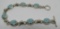 TURQUOISE BRACELET STERLING SILVER LINK CHAIN