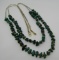 GOLD ON STERLING LIQUID SILVER MALACHITE NECKLACE