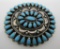 PETIT POINT TURQUOISE PIN STERLING SILVER BROOCH