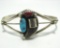 SIGNED E TURQUOISE CORAL CLAW STERLING BRACELET