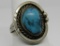EARLY OLD PAWN GEM TURQUOISE RING STERLING SILVER
