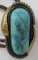 HUGE 14K GOLD TURQUOISE BOLO TIE NECKLACE STERLING