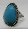 HUGE TURQUOISE RING STERLING SILVER SIZE 13