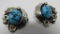 SIGNED GH TURQUOISE EARRINGS STERLING SILVER CLIP
