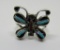 TURQUOISE CORAL RING BUTTERFLY STERLING SILVER