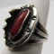 CORAL RING STERLING SILVER NATIVE AMERICAN