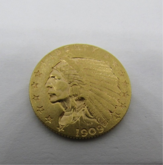1909 2 1/2 DOLLAR GOLD INDIAN COIN