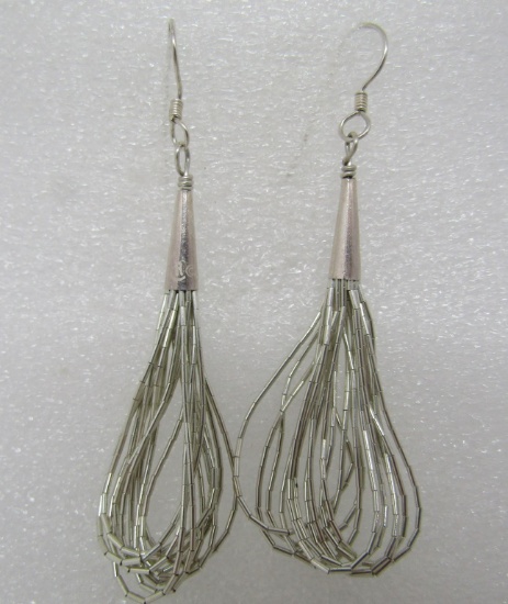 10 STRAND STERLING LIQUID SILVER EARRINGS