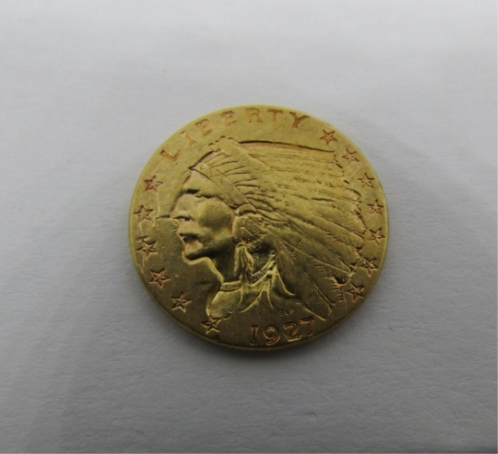 1927 GOLD 2 1/2 DOLLAR INDIAN COIN