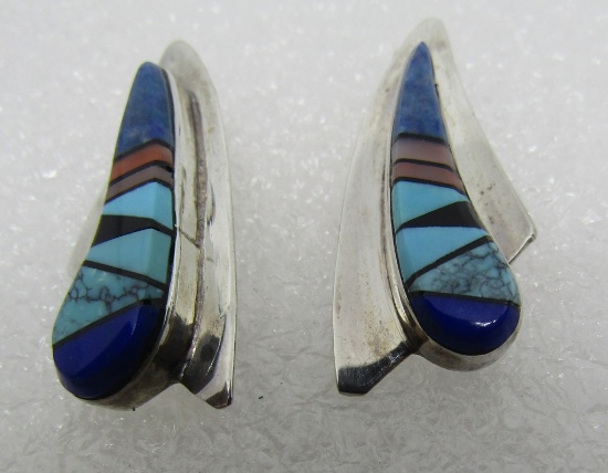 BG MUDD TURQUOISE EARRINGS STERLING SILVER ZUNI