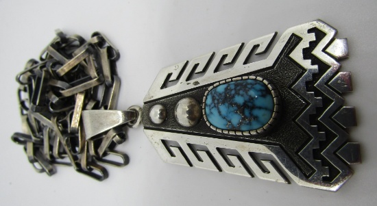 ALTON BEDONIE TURQUOISE NECKLACE STERLING SILVER
