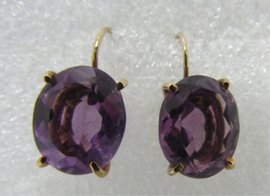 4CT AMETHYST EARRINGS 14K YELLOW GOLD