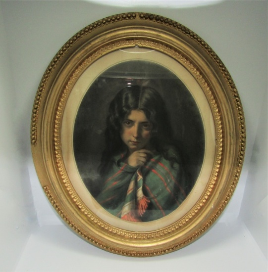 CHARLES JALABERT ANTIQUE FRAMED LITHO GOLD GILT